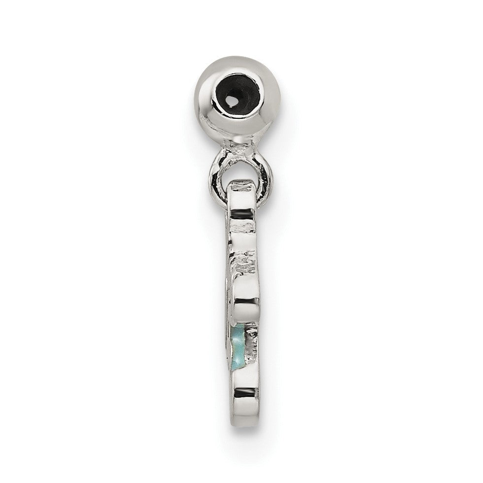Sterlingsilber Mio Memento Blau Emaille Hängend Baby Sock Charm