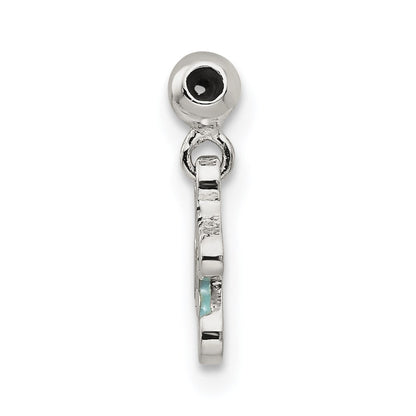 Sterlingsilber Mio Memento Blau Emaille Hängend Baby Sock Charm