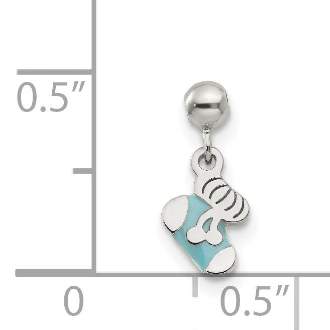 Sterlingsilber Mio Memento Blau Emaille Hängend Baby Sock Charm