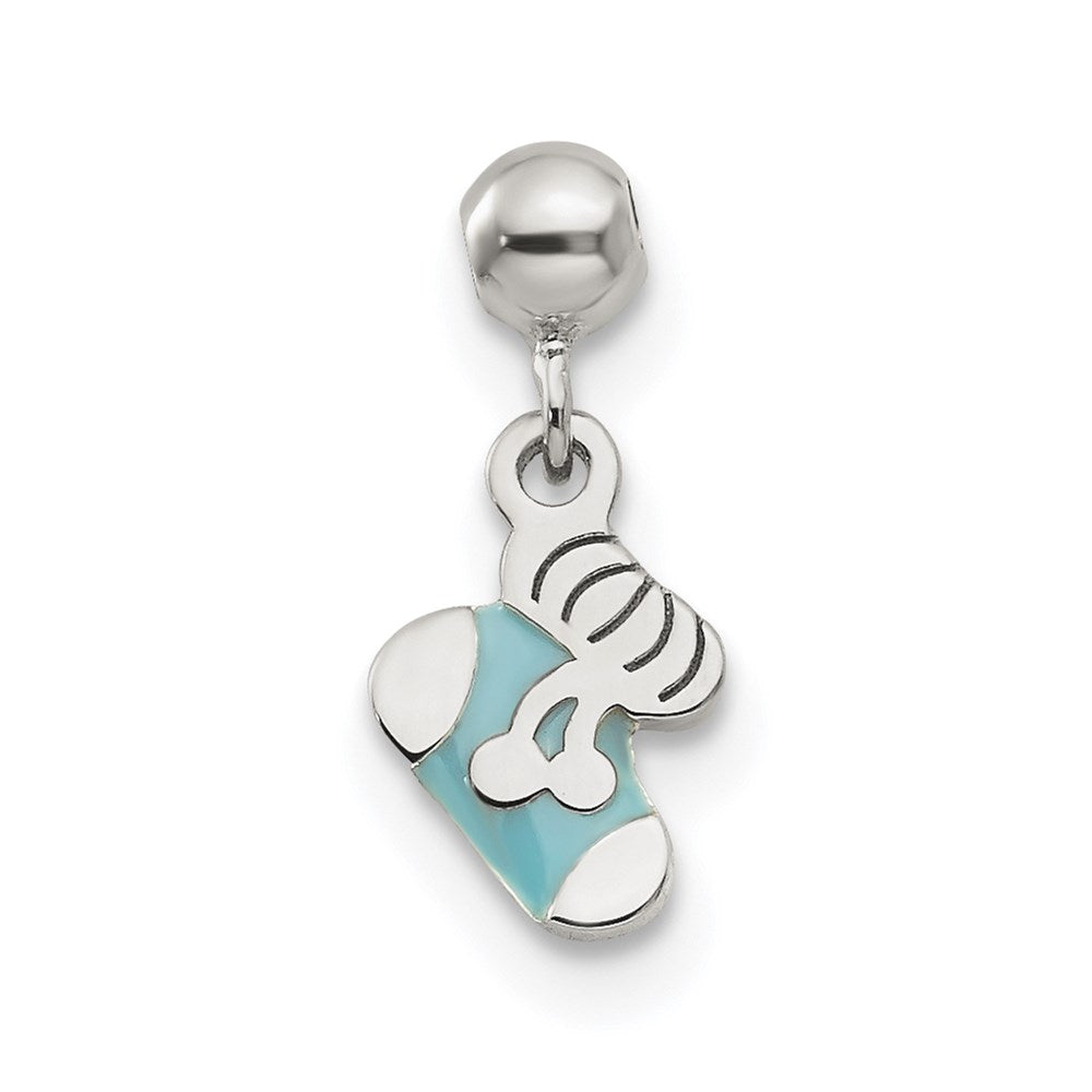 Sterlingsilber Mio Memento Blau Emaille Hängend Baby Sock Charm