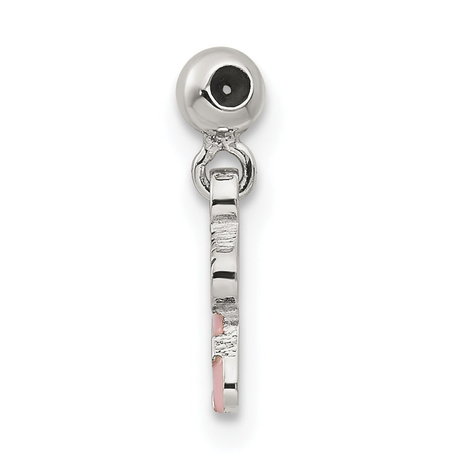 Sterlingsilber Mio Memento Rosa Emaille Hängend Baby Sock Charm