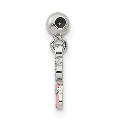 Sterlingsilber Mio Memento Rosa Emaille Hängend Baby Sock Charm