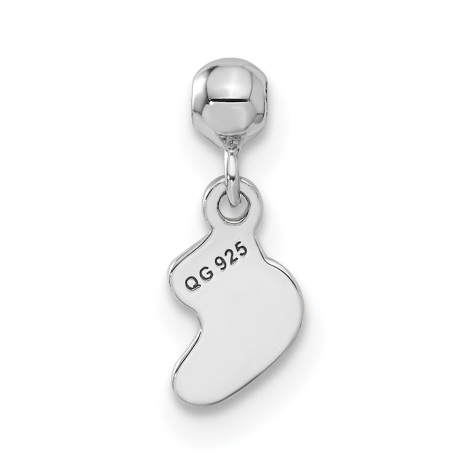 Sterlingsilber Mio Memento Rosa Emaille Hängend Baby Sock Charm