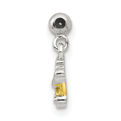 Sterlingsilber Mio Memento Goldfarben Emaille Baby Carriage Charm