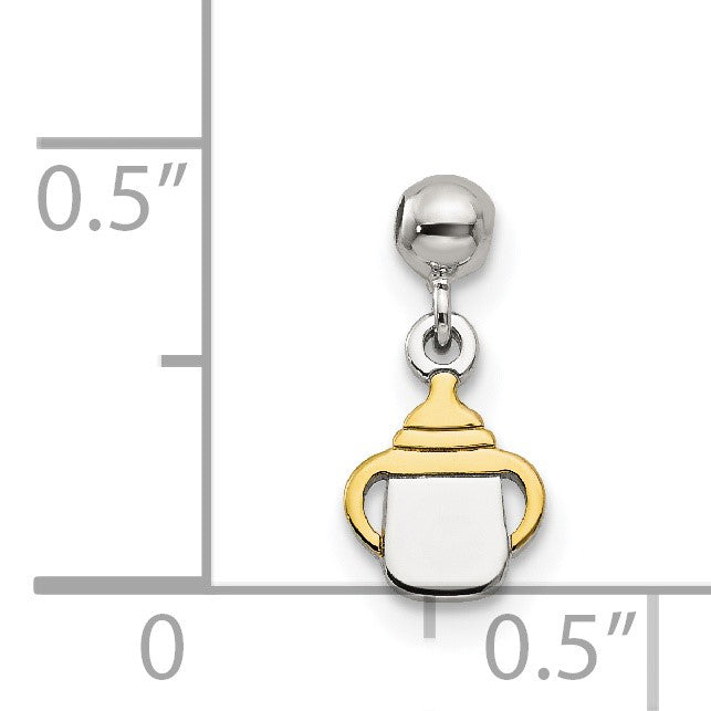 Sterlingsilber Mio Memento Goldfarben Hängend Baby Bottle Charm