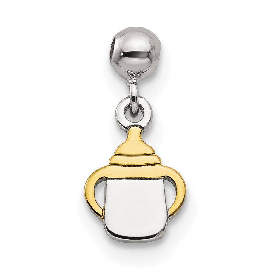 Sterlingsilber Mio Memento Goldfarben Hängend Baby Bottle Charm