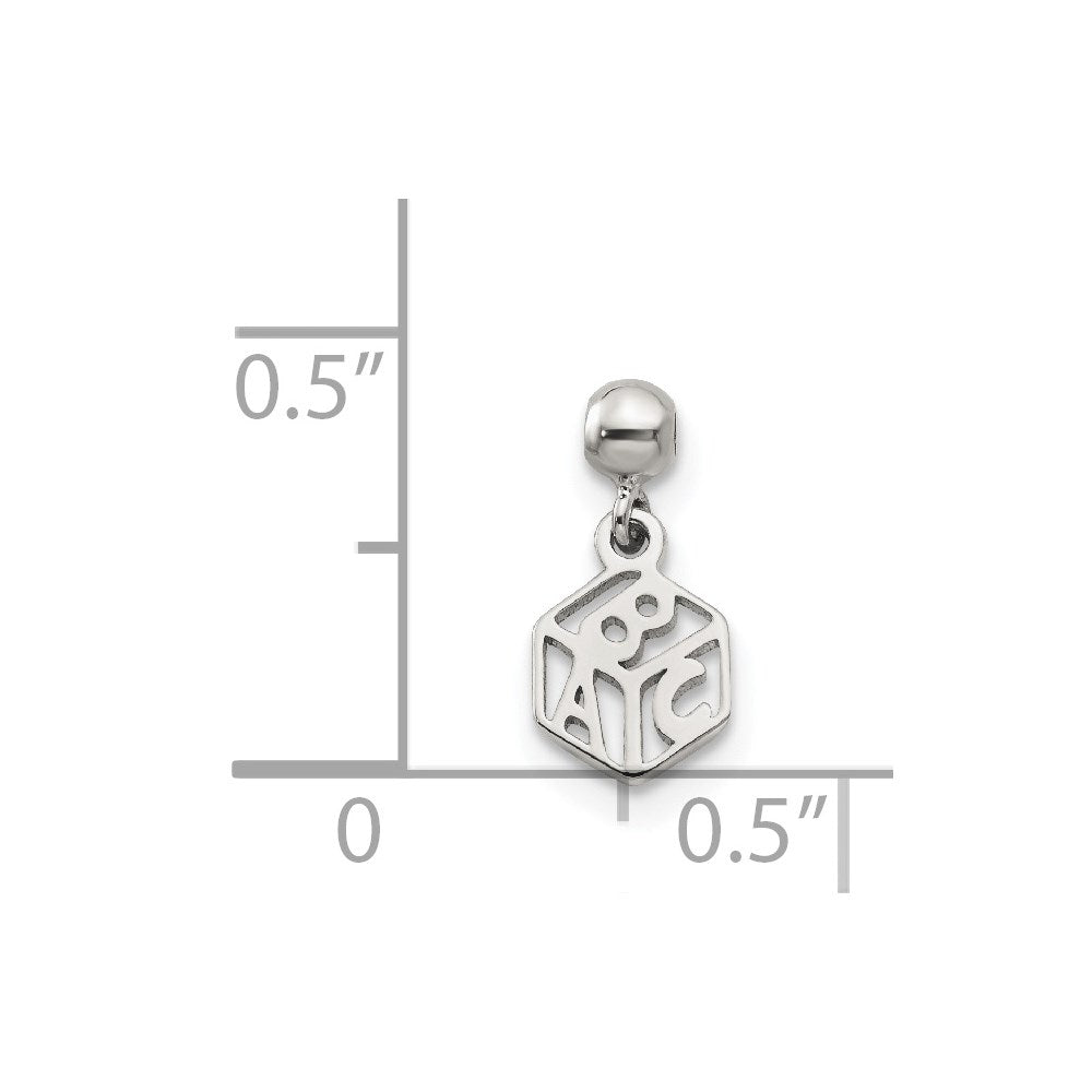 Sterlingsilber Mio Memento Hängend Baby Block Charm