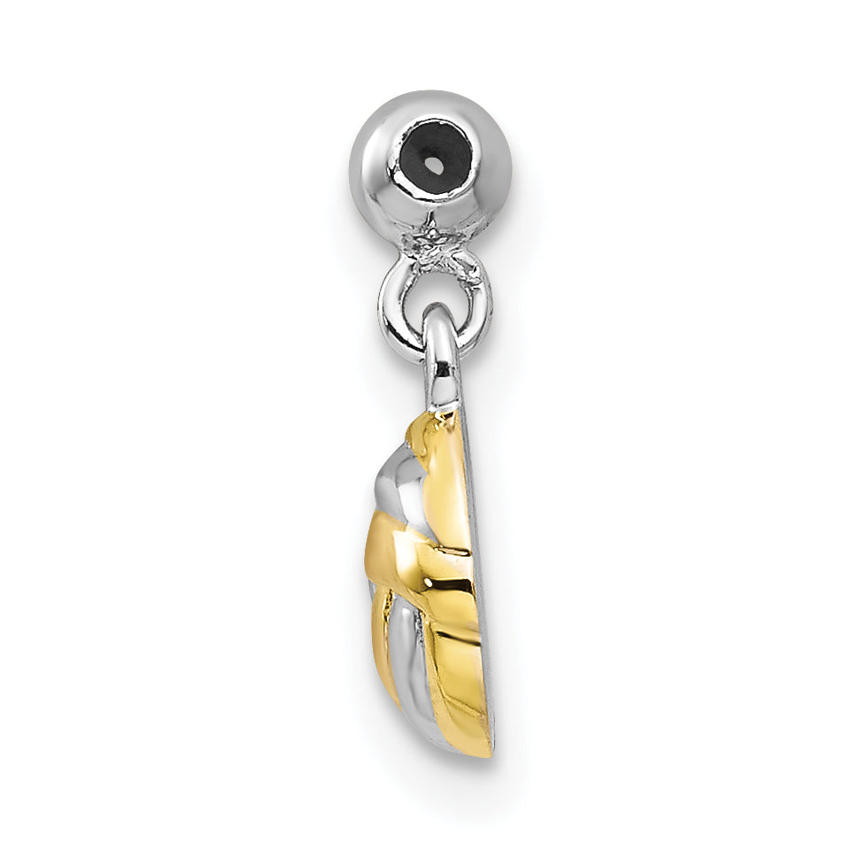 Sterlingsilber Mio Memento Rhodiniert Goldfarben Hängend Volley Kugel Charm