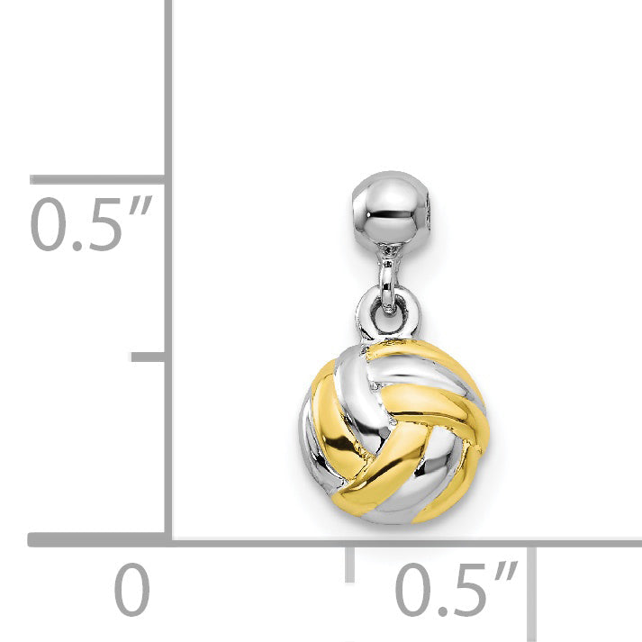 Sterlingsilber Mio Memento Rhodiniert Goldfarben Hängend Volley Kugel Charm