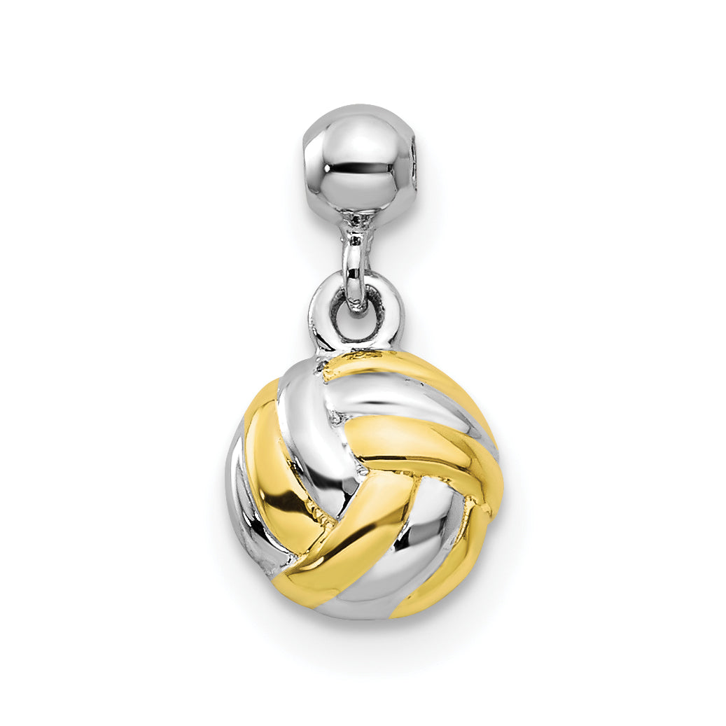Sterlingsilber Mio Memento Rhodiniert Goldfarben Hängend Volley Kugel Charm