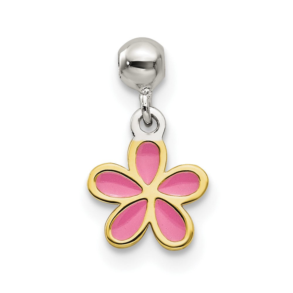 Sterlingsilber Mio Memento Goldfarben Rosa Emaille Blume Charm