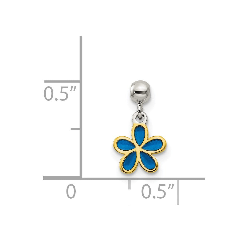 Sterlingsilber Mio Memento Goldfarben Blau Emaille Blume Charm