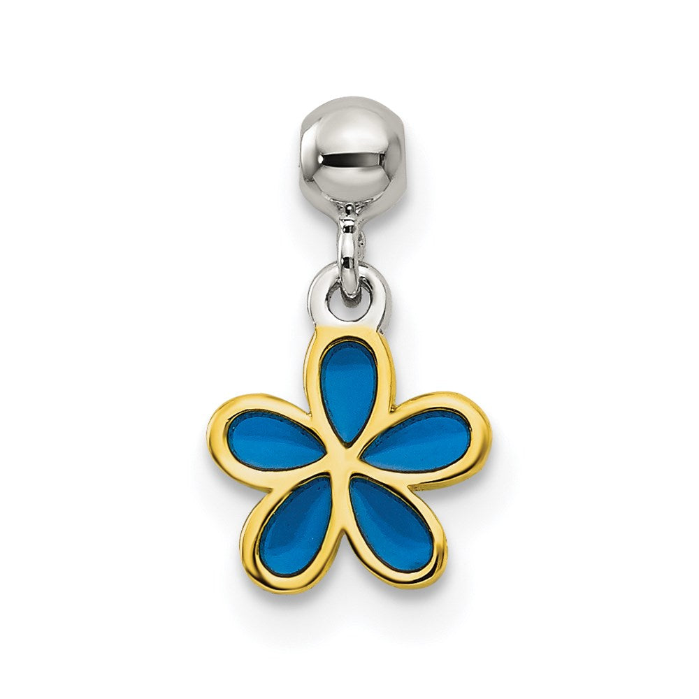 Sterlingsilber Mio Memento Goldfarben Blau Emaille Blume Charm