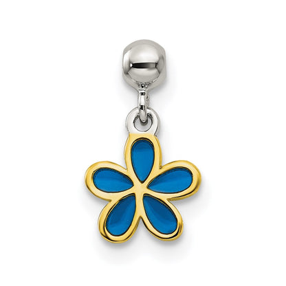 Sterlingsilber Mio Memento Goldfarben Blau Emaille Blume Charm