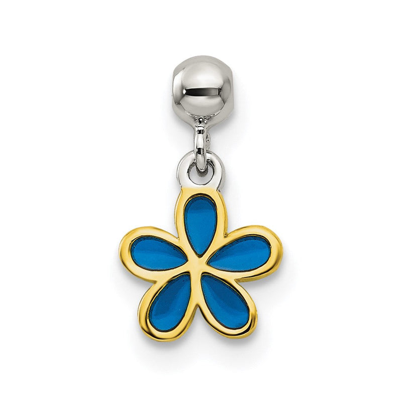 Sterlingsilber Mio Memento Goldfarben Blau Emaille Blume Charm