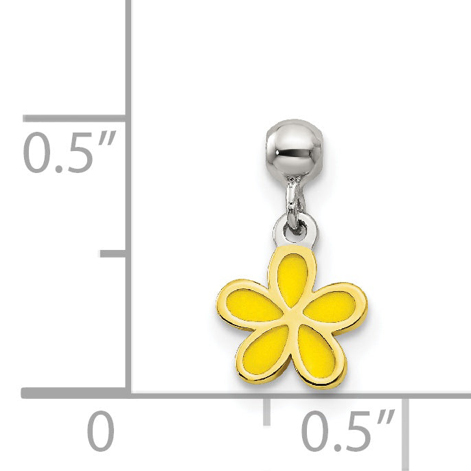 Sterlingsilber Mio Memento Goldfarben Gelb Emaille Blume Charm