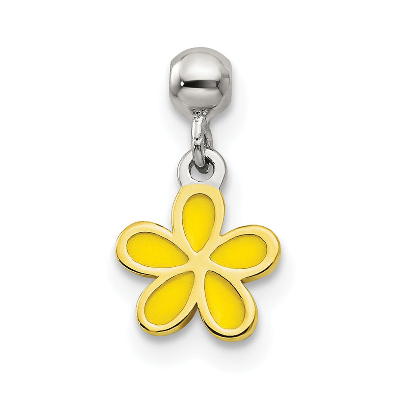 Sterlingsilber Mio Memento Goldfarben Gelb Emaille Blume Charm