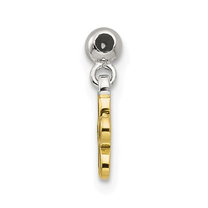 Sterlingsilber Mio Memento Goldfarben Grün Emaille Blume Charm