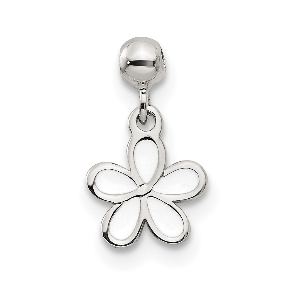 Sterlingsilber Mio Memento Weiß Emaille Hängend Blume Charm