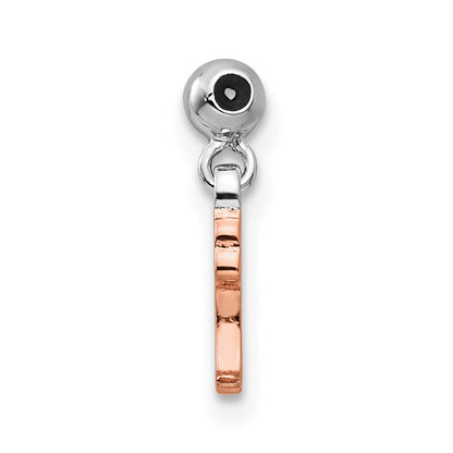 Sterlingsilber Mio Memento Rhodiniert Roséfarben Emaille Hängend Flamingo Charm
