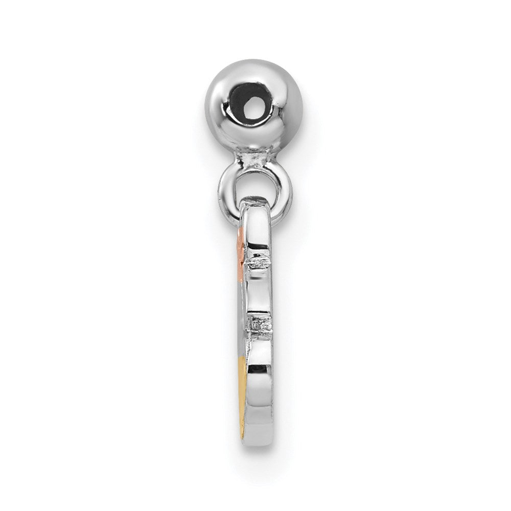 Sterlingsilber Mio Memento Rhodiniert Roséfarben und Goldfarben Bell Charm