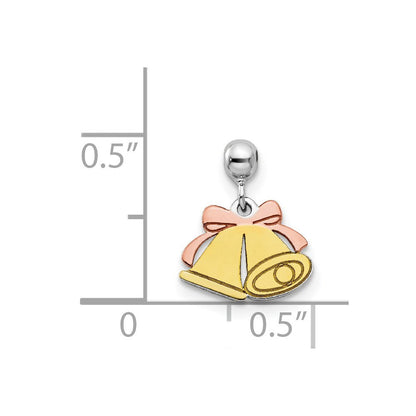 Sterlingsilber Mio Memento Rhodiniert Roséfarben und Goldfarben Bell Charm