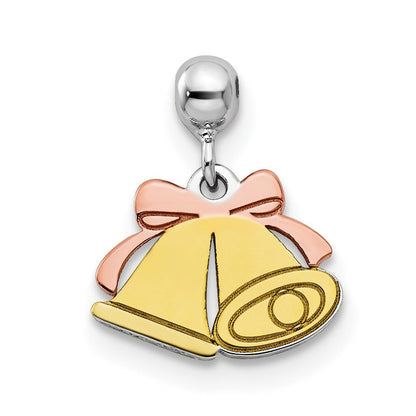 Sterlingsilber Mio Memento Rhodiniert Roséfarben und Goldfarben Bell Charm