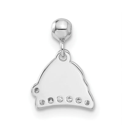 Sterlingsilber Mio Memento Emaille mit Zirkonia Hängend Santa Hat Charm