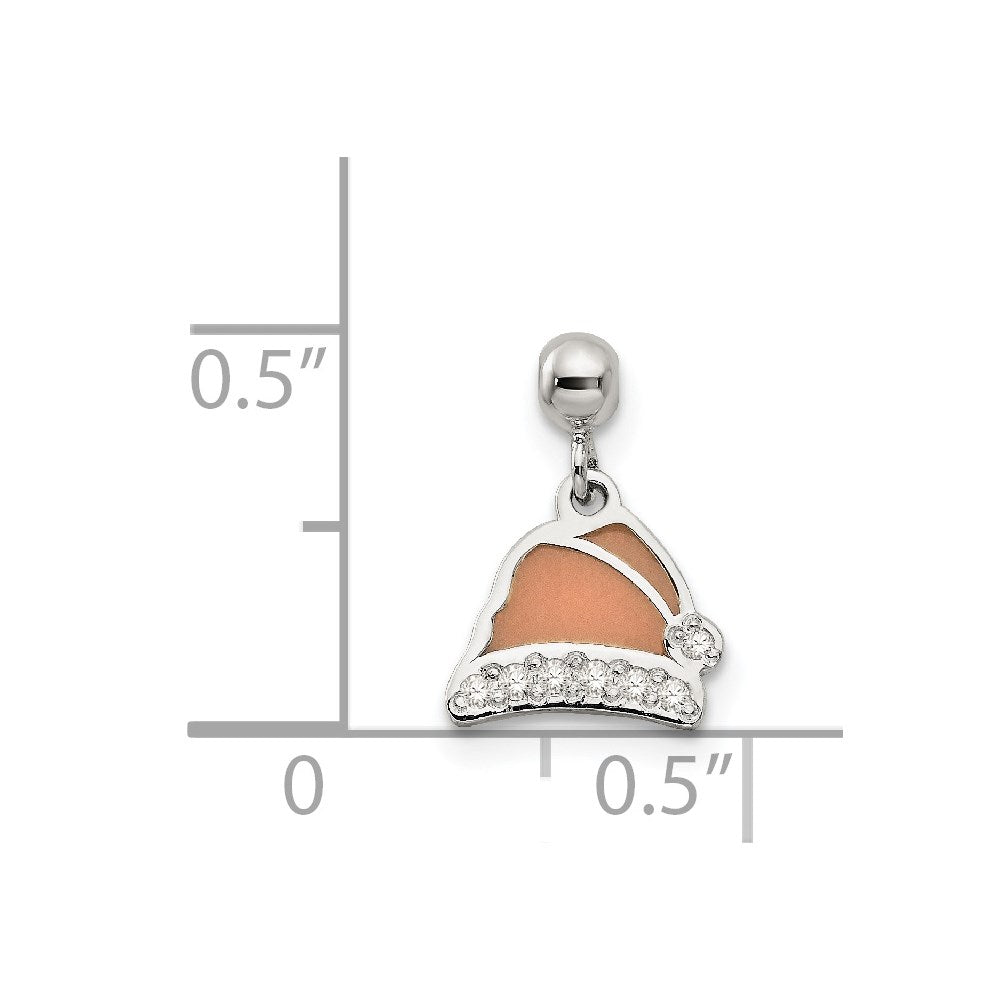 Sterlingsilber Mio Memento Emaille mit Zirkonia Hängend Santa Hat Charm