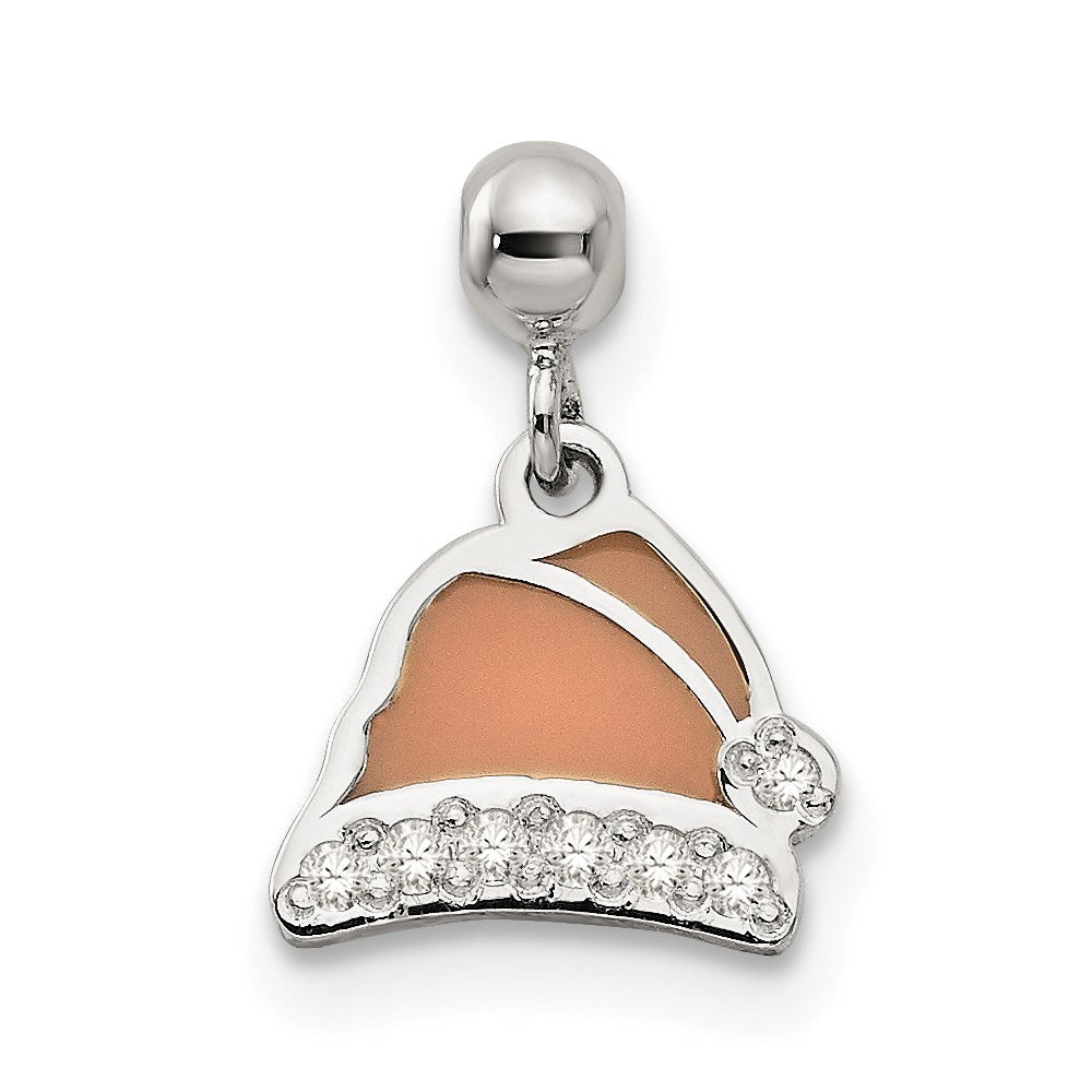 Sterlingsilber Mio Memento Emaille mit Zirkonia Hängend Santa Hat Charm