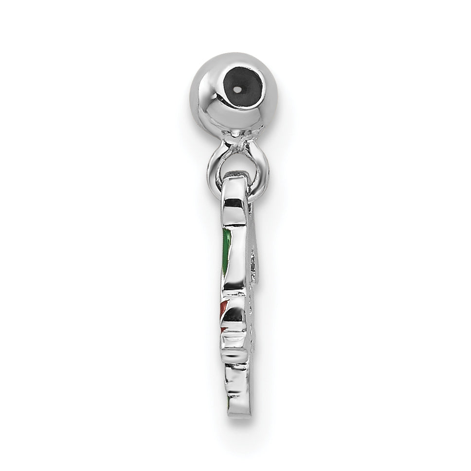 Sterlingsilber Mio Memento Rhodiniert Goldfarben Emaille Candy Cane Charm