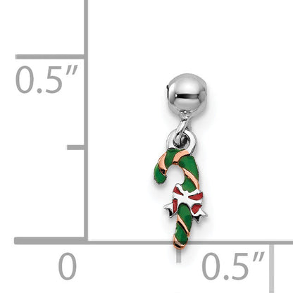 Sterlingsilber Mio Memento Rhodiniert Goldfarben Emaille Candy Cane Charm