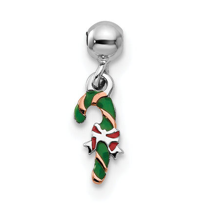 Sterlingsilber Mio Memento Rhodiniert Goldfarben Emaille Candy Cane Charm