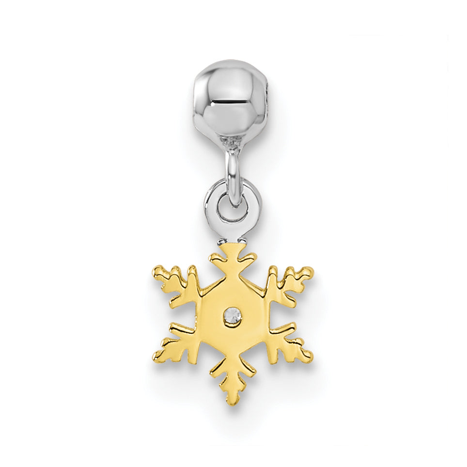 Sterlingsilber Mio Memento Rhodiniert Goldfarben Zirkonia Snow Flake Charm