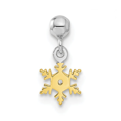 Sterlingsilber Mio Memento Rhodiniert Goldfarben Zirkonia Snow Flake Charm
