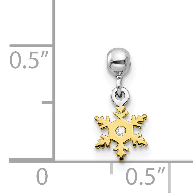 Sterlingsilber Mio Memento Rhodiniert Goldfarben Zirkonia Snow Flake Charm