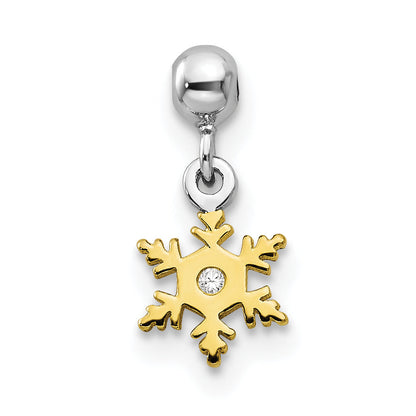 Sterlingsilber Mio Memento Rhodiniert Goldfarben Zirkonia Snow Flake Charm