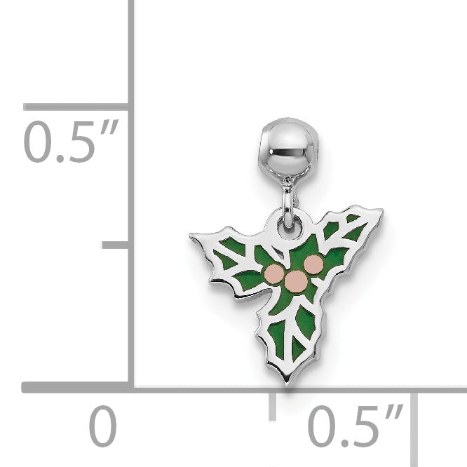 Sterlingsilber Mio Memento Rhodiniert Roséfarben Emaille Mistletoe Charm