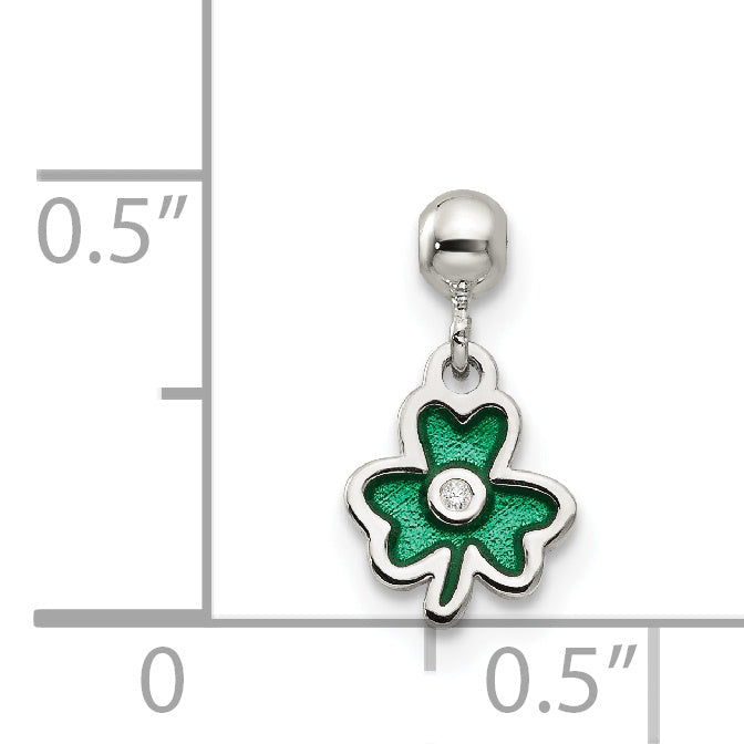 Sterlingsilber Mio Memento Emaille mit Zirkonia Hängend Klee Charm