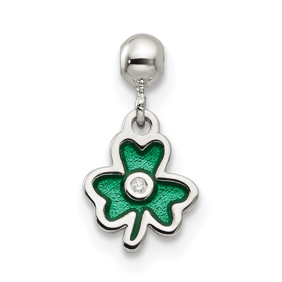 Sterlingsilber Mio Memento Emaille mit Zirkonia Hängend Klee Charm