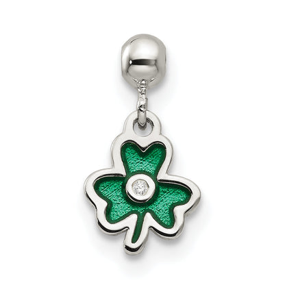 Sterlingsilber Mio Memento Emaille mit Zirkonia Hängend Klee Charm