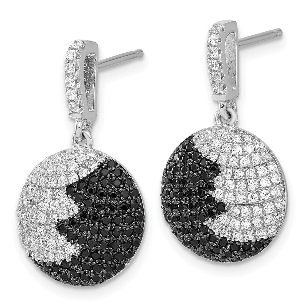 Sterlingsilber Schwarz & Klar Zirkonia True Feuer Kreis Hängend Ohrstecker