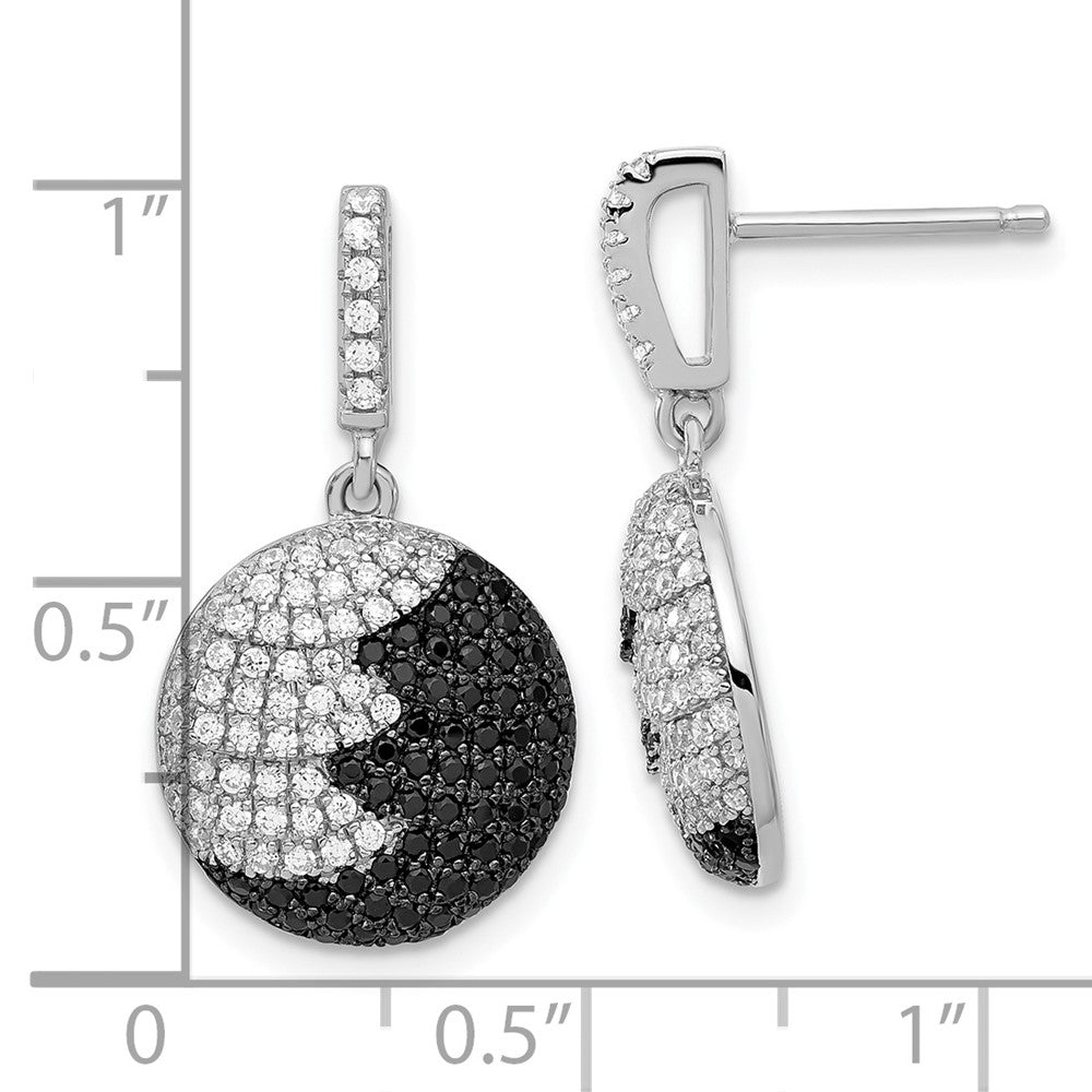 Sterlingsilber Schwarz & Klar Zirkonia True Feuer Kreis Hängend Ohrstecker