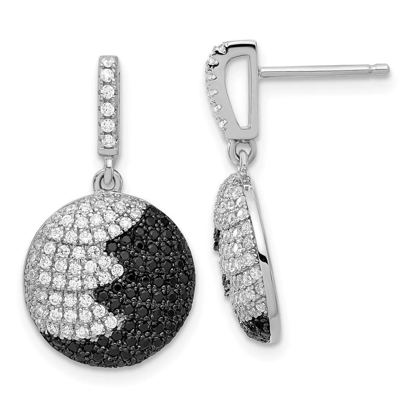Sterlingsilber Schwarz & Klar Zirkonia True Feuer Kreis Hängend Ohrstecker