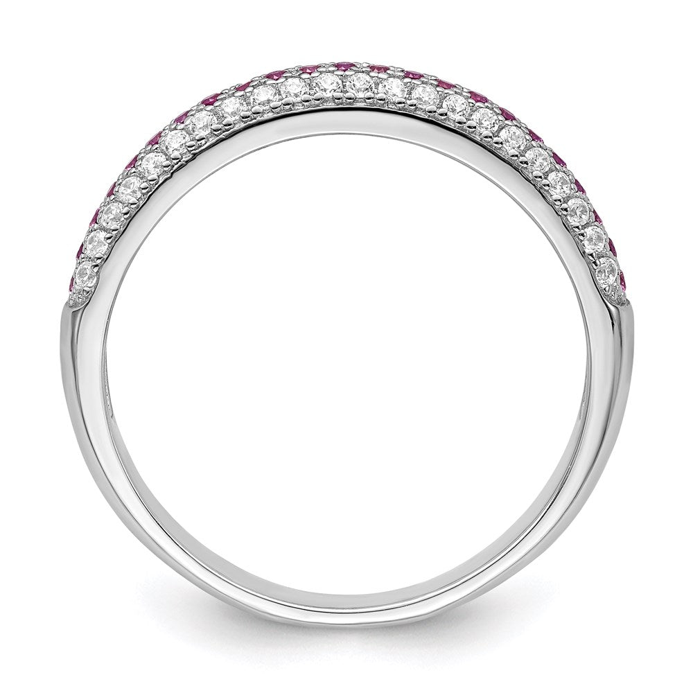 Sterlingsilber Brillant Glut Rhodiniert 67 Stein Rot und Weiß Mikro Pavé Zirkonia Poliert Ring