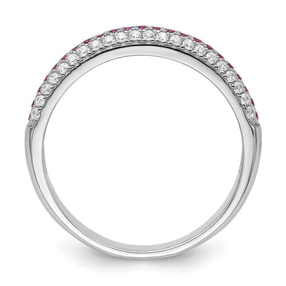 Sterlingsilber Brillant Glut Rhodiniert 67 Stein Rot und Weiß Mikro Pavé Zirkonia Poliert Ring