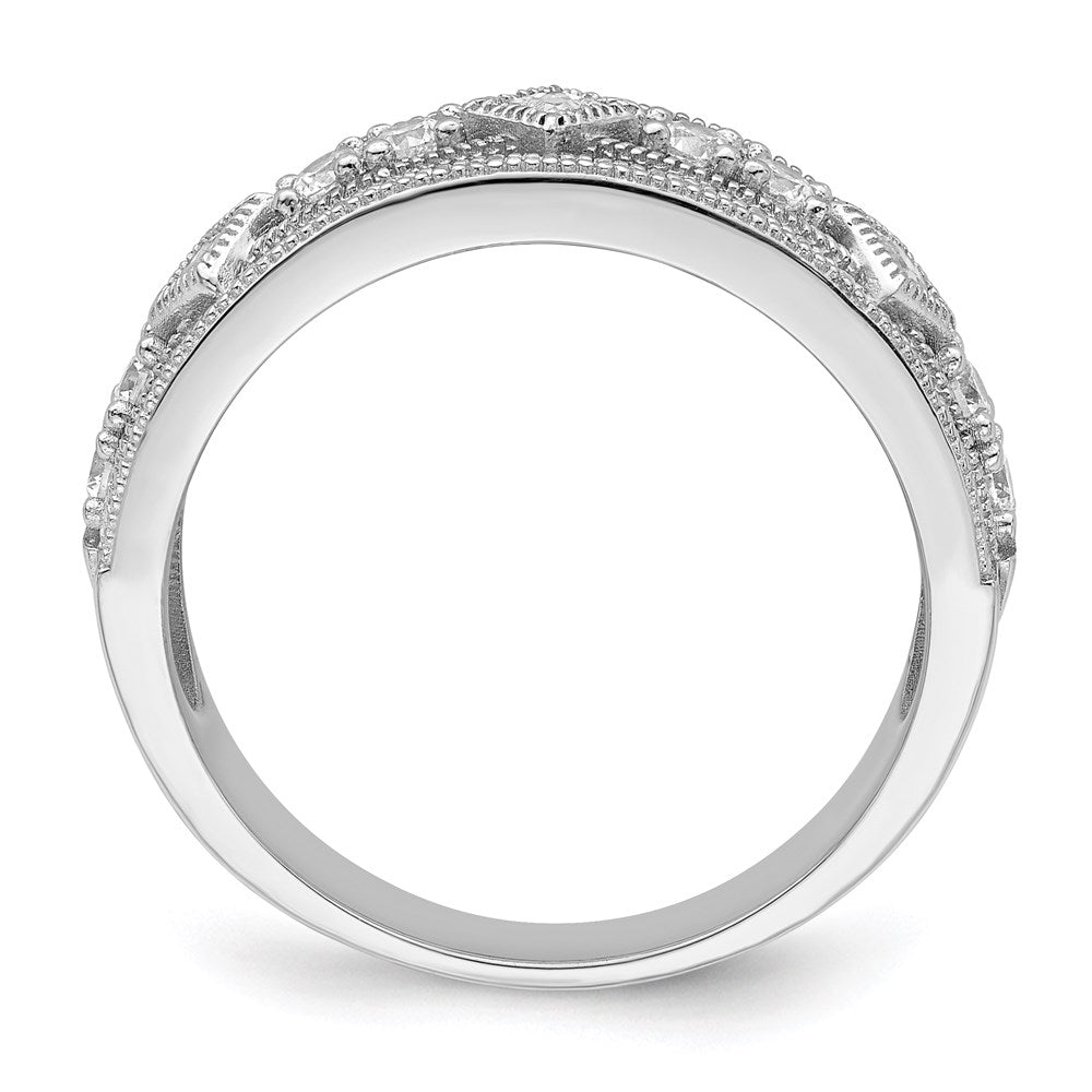 Sterlingsilber Brillant Glut Rhodiniert 59 Stein Mikro Pavé Zirkonia Poliert Ring