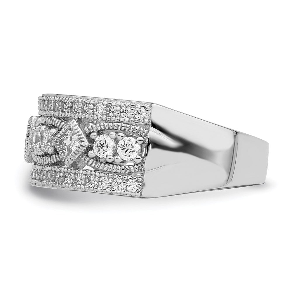 Sterlingsilber Brillant Glut Rhodiniert 59 Stein Mikro Pavé Zirkonia Poliert Ring