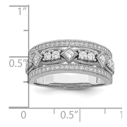 Sterlingsilber Brillant Glut Rhodiniert 59 Stein Mikro Pavé Zirkonia Poliert Ring