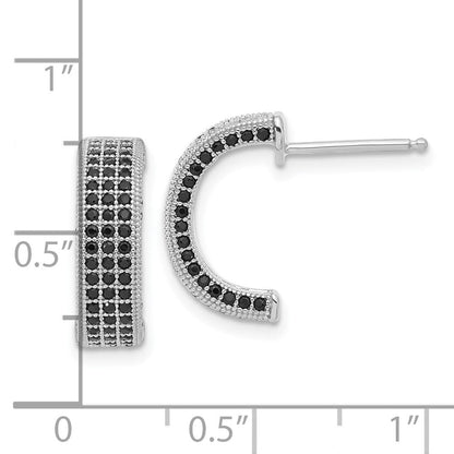 Sterlingsilber True Feuer Poliert Schwarz Zirkonia Stecker C- Creolen